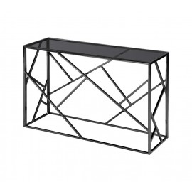 Консоль Арт Деко 115х30, стекло smoke, сталь тёмный хром